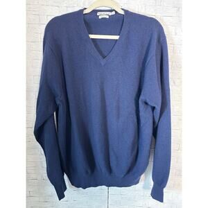 Peter Millar men’s cashmere sweater V-neck, navy blue electric grandpa Normcore